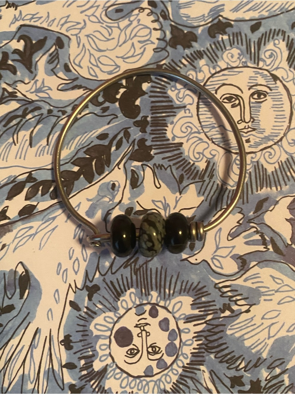 Handmade Silver + Black Beaded Alt Grunge Emo Bracelet